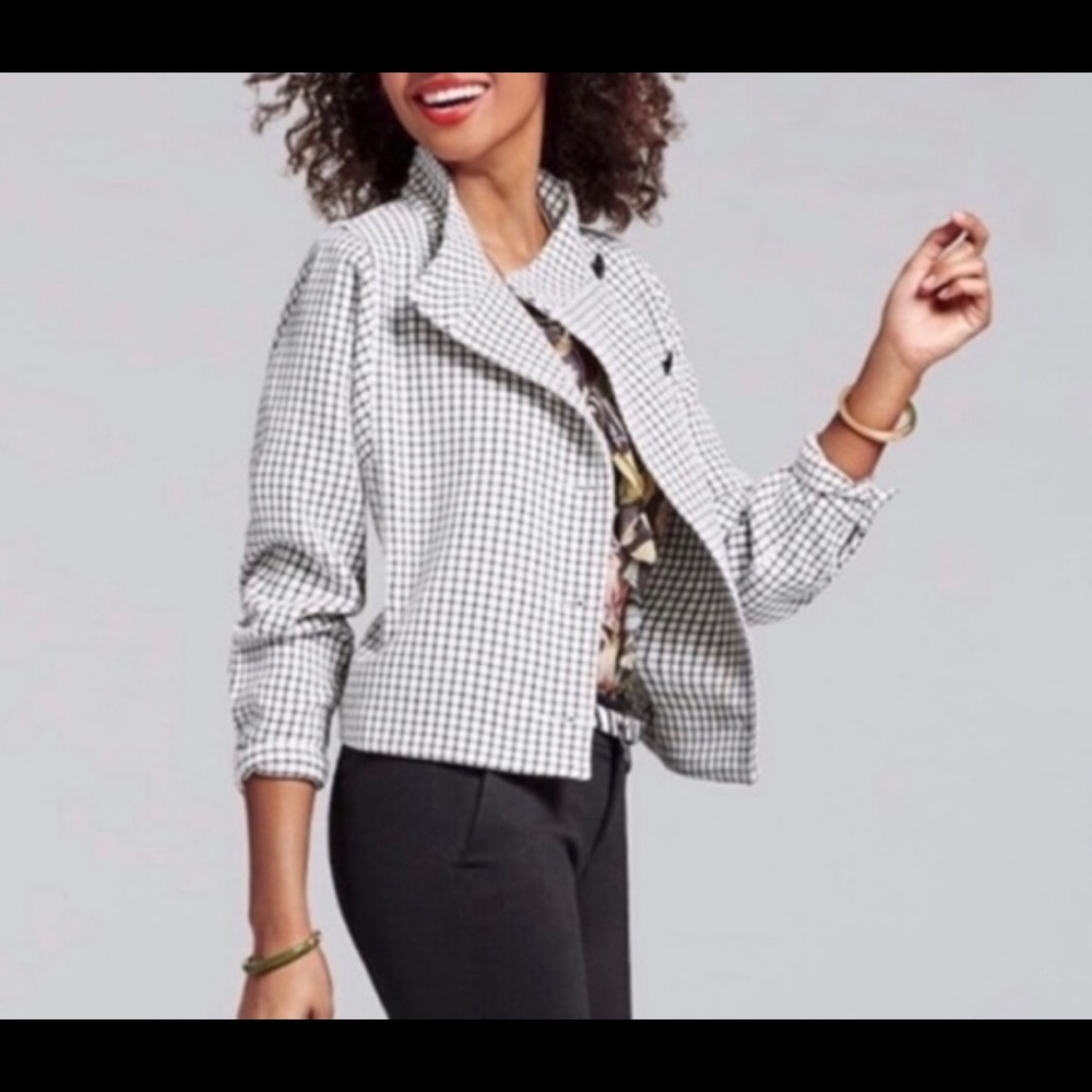 Cabi White and Black Windowpane Jacket